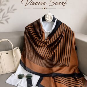 Brown Stripes Viscose Scarf