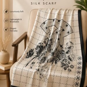 Monochrome Grace Silk Scarf